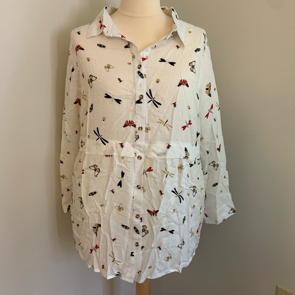 Modcloth Tops - ModCloth Ivory Butterfly Printed Tunic 🦋 NWT!
